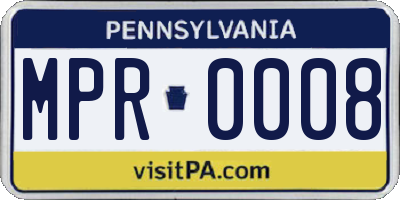 PA license plate MPR0008