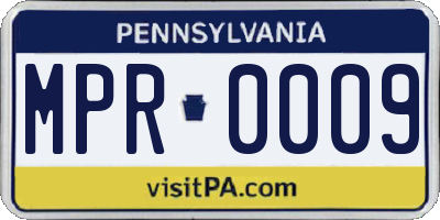PA license plate MPR0009