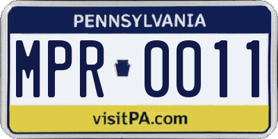 PA license plate MPR0011