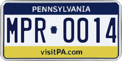 PA license plate MPR0014