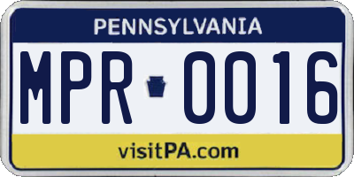 PA license plate MPR0016