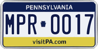 PA license plate MPR0017