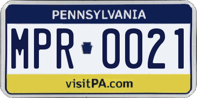 PA license plate MPR0021