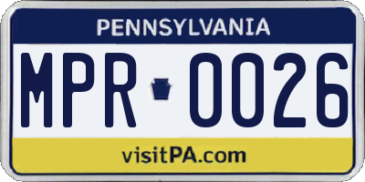 PA license plate MPR0026