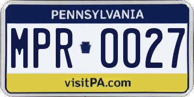 PA license plate MPR0027