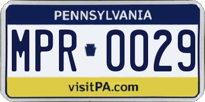 PA license plate MPR0029