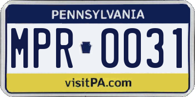 PA license plate MPR0031