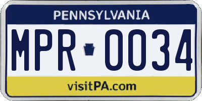PA license plate MPR0034