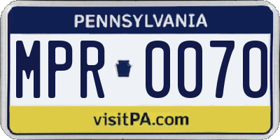 PA license plate MPR0070