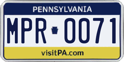 PA license plate MPR0071