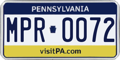 PA license plate MPR0072