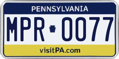 PA license plate MPR0077
