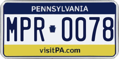 PA license plate MPR0078