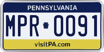 PA license plate MPR0091