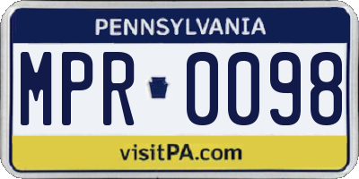 PA license plate MPR0098