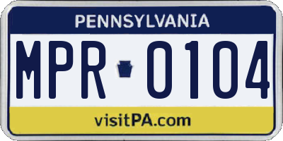 PA license plate MPR0104