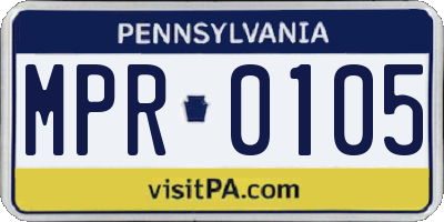 PA license plate MPR0105