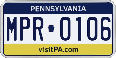 PA license plate MPR0106