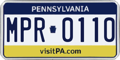 PA license plate MPR0110