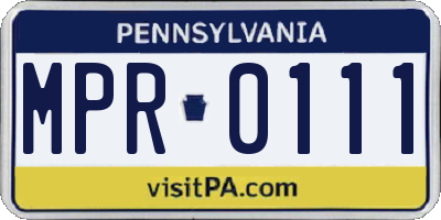 PA license plate MPR0111