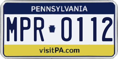 PA license plate MPR0112