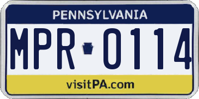 PA license plate MPR0114