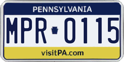PA license plate MPR0115