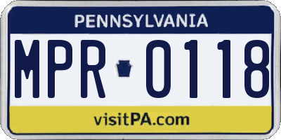 PA license plate MPR0118