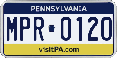 PA license plate MPR0120