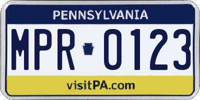 PA license plate MPR0123