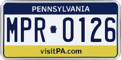 PA license plate MPR0126