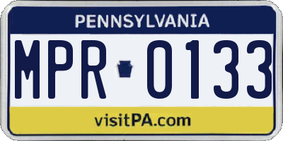 PA license plate MPR0133