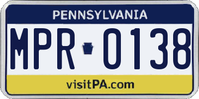 PA license plate MPR0138
