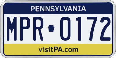 PA license plate MPR0172