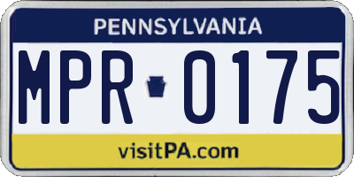 PA license plate MPR0175