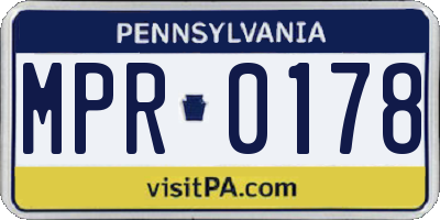 PA license plate MPR0178