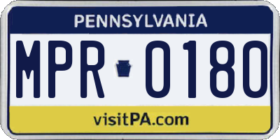 PA license plate MPR0180