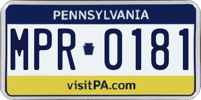 PA license plate MPR0181