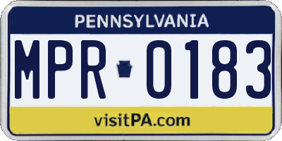PA license plate MPR0183