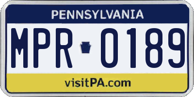PA license plate MPR0189