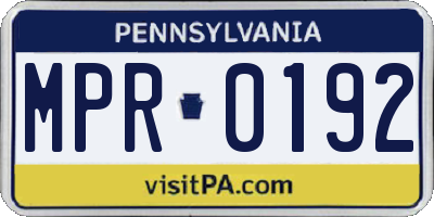 PA license plate MPR0192