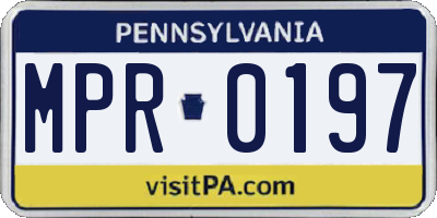 PA license plate MPR0197