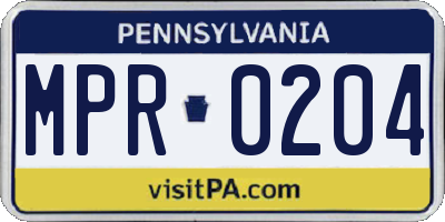 PA license plate MPR0204