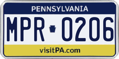 PA license plate MPR0206