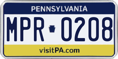 PA license plate MPR0208