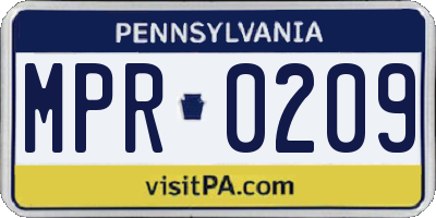PA license plate MPR0209