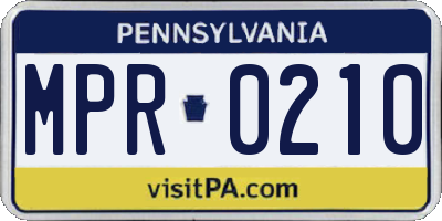 PA license plate MPR0210