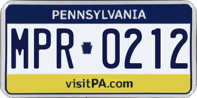 PA license plate MPR0212