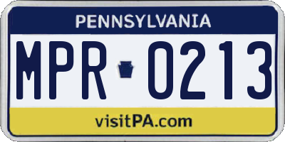 PA license plate MPR0213