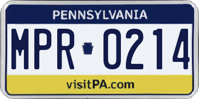 PA license plate MPR0214